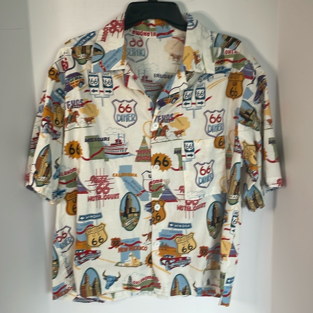 Route 66 handmade button down short sleeve with collar shirt men’s size L/XL
